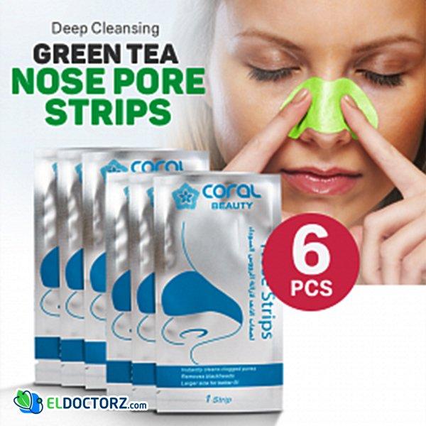 لصقات ازالة الرؤوس السوداء | Coral Beauty Deep Cleansing Green Tea Nose Pore Strips